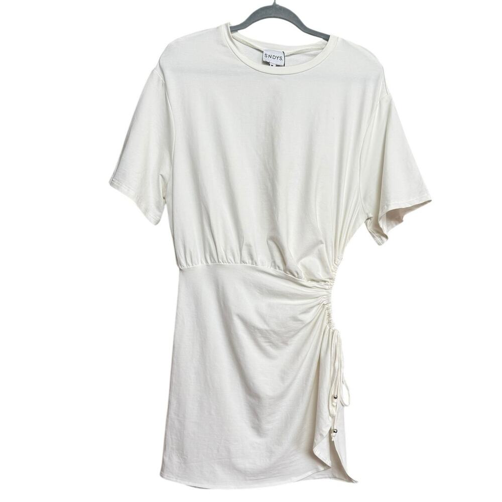 SNDYS NEW Lola Mini Dress in White Size M Jersey Cotton Blend Stretchy Unlined - Picture 6 of 13